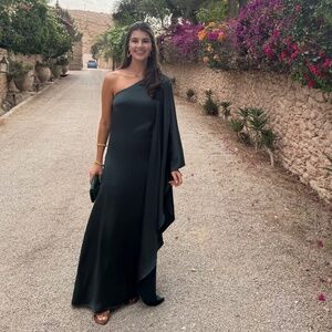 BHLDN Tiana One-Shoulder Satin Kaftan Maxi Dress